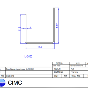 CIMC lower Door Header